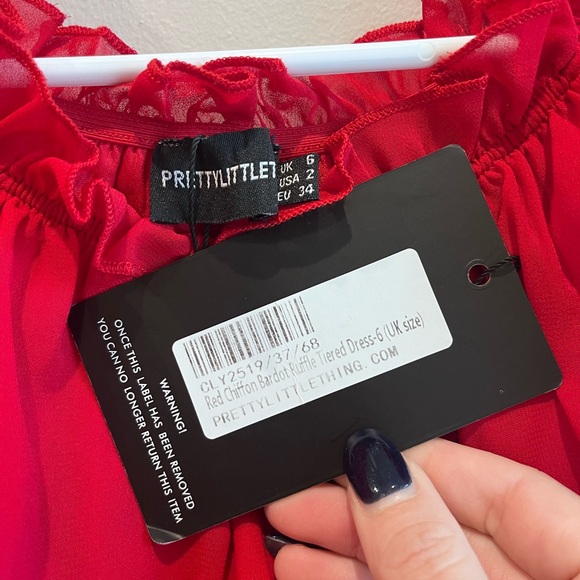 PrettyLittleThing Red Ruffle Dress - Picture 3 of 3